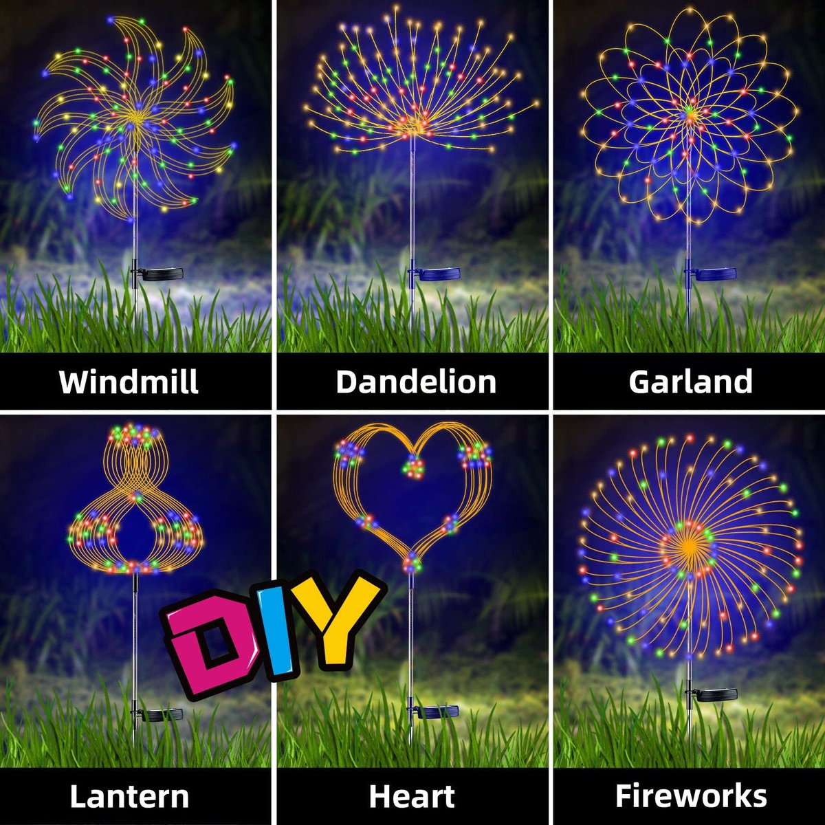 Adjustable Solar Fireworks Light